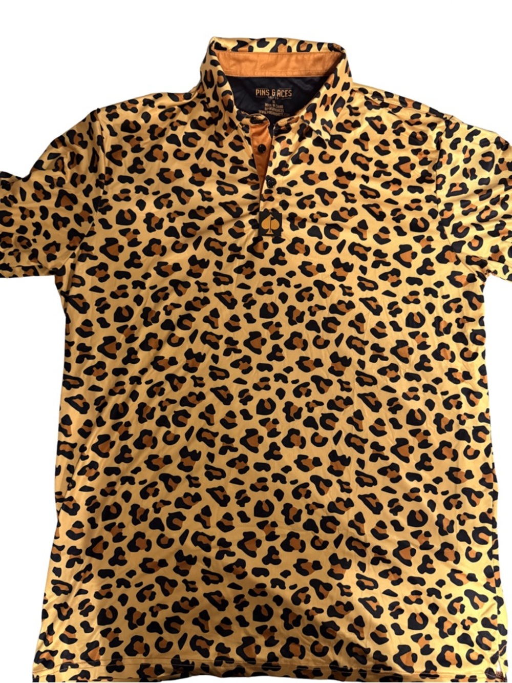 Pins & Aces Yellow Leopard Print Polo Shirt